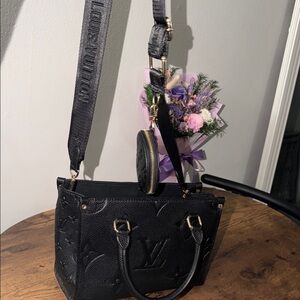 Black Embossed Shoulder Bag